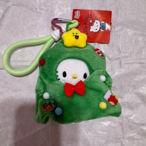 Sanrio Hello Kitty  Bag Charm Keychain Plush with Christmas tree outfit.